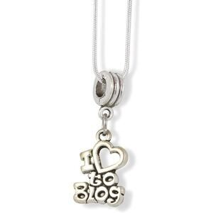 I Love to Blog Text Charm Snake Chain Necklace